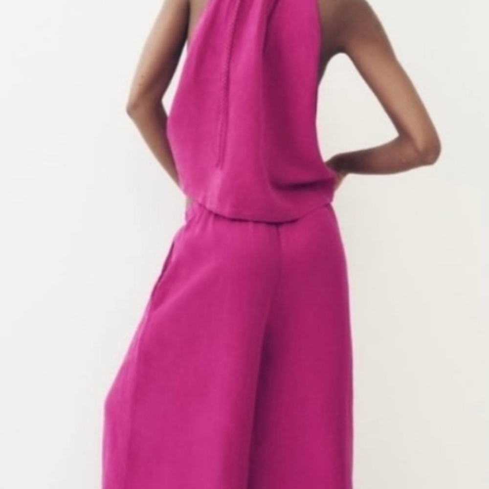 Zara Fuschia Set Wide Leg Pants and Tank Large
